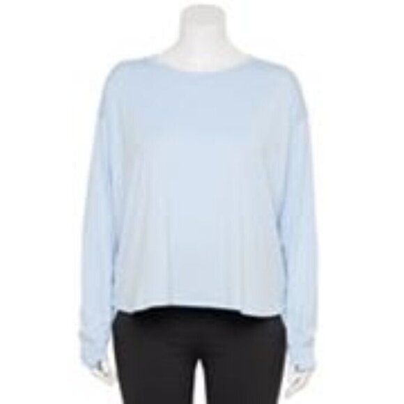Tek Gear Cropped Long Sleeve Tee Plus Size Periwinkle 2x New - Picture 1 of 11